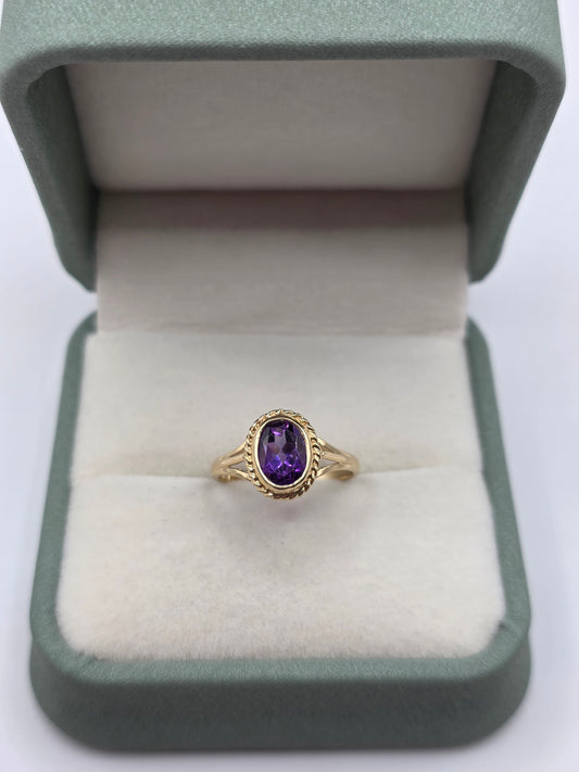 9ct gold amethyst ring