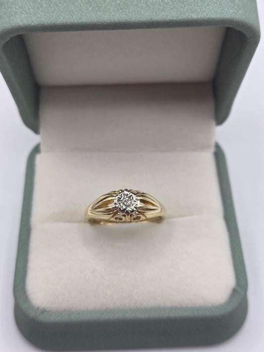 9ct gold diamond gypsy ring