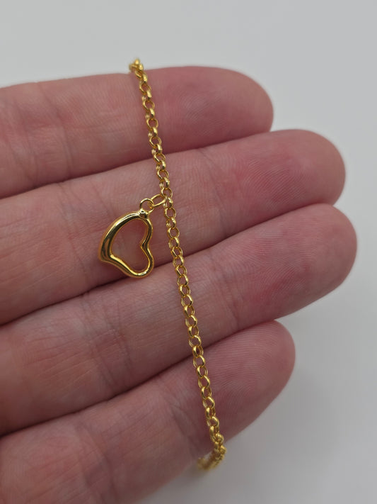 9ct gold heart belcher bracelet