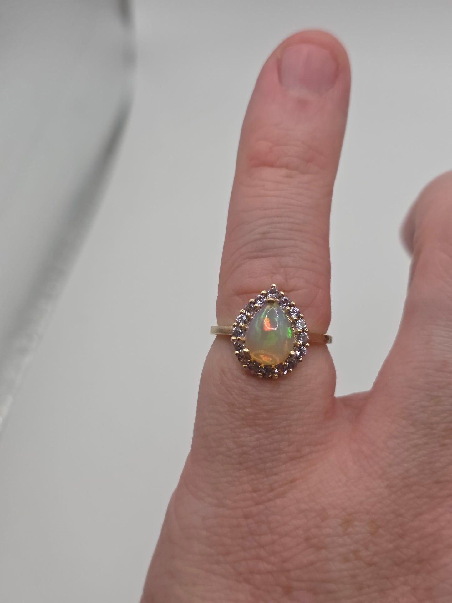 9ct gold opal and tanzanite ring