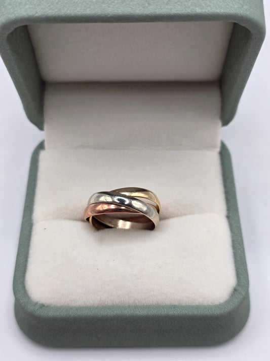 9ct tri gold russian band ring