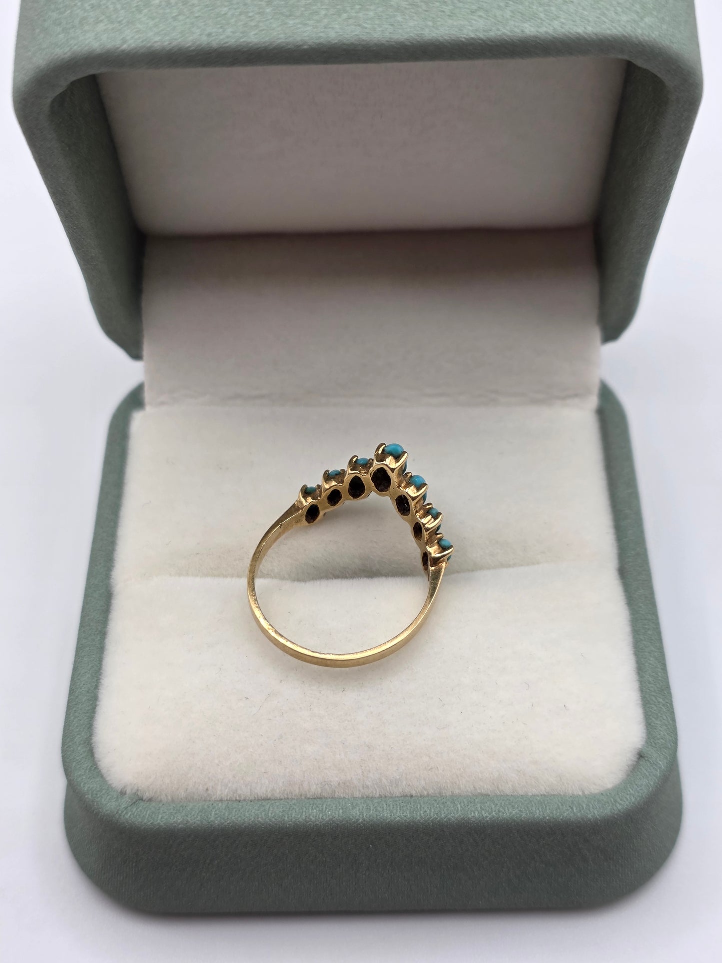 14ct gold turquoise wishbone ring