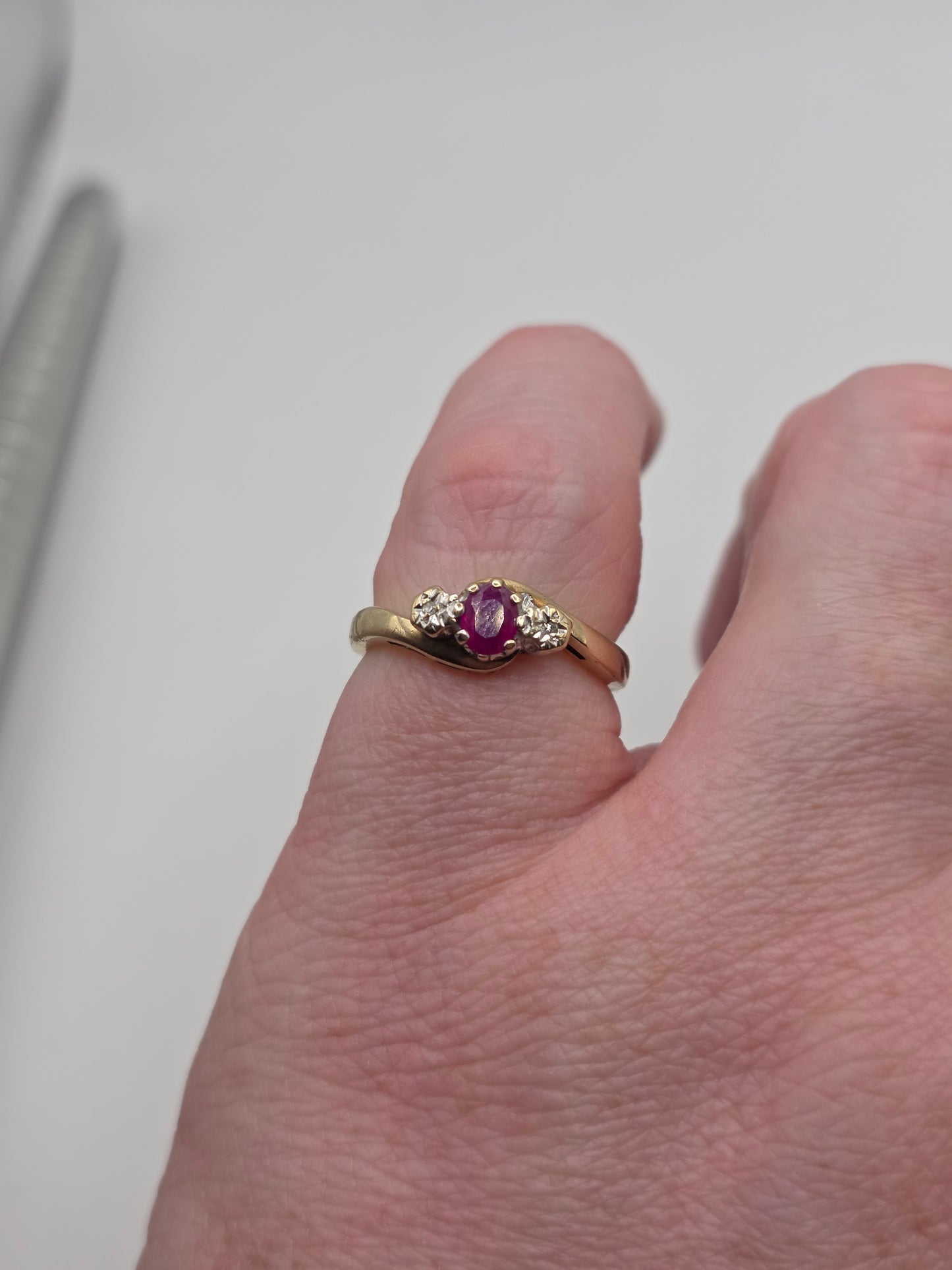 9ct gold ruby and diamond ring