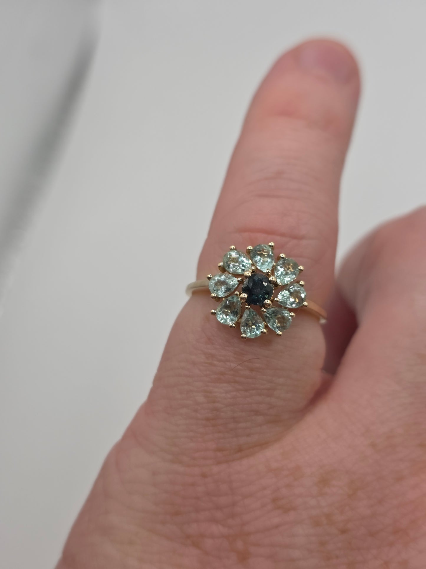 9ct gold sapphire and tourmaline ring