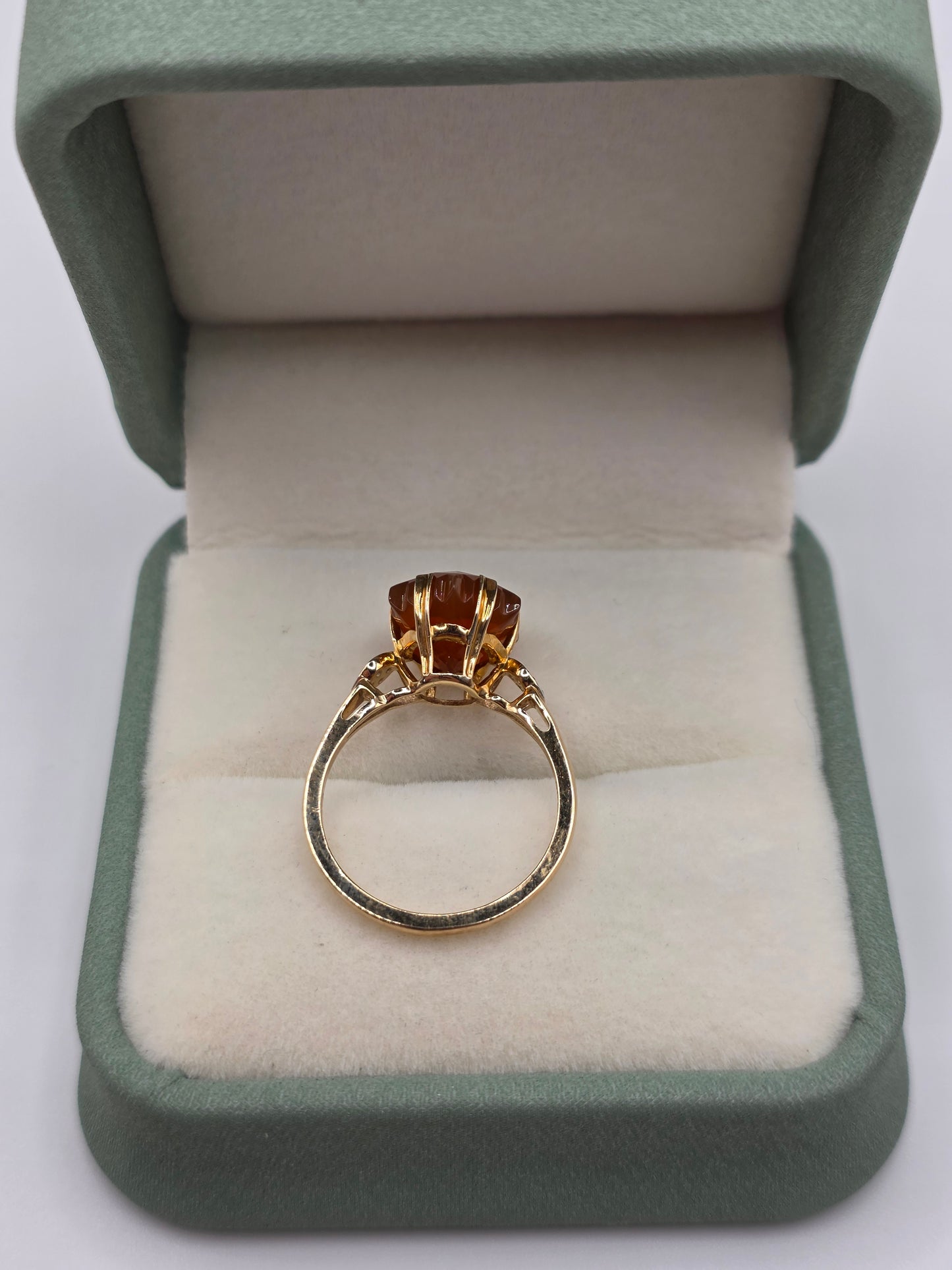 9ct gold fire opal and diamond ring