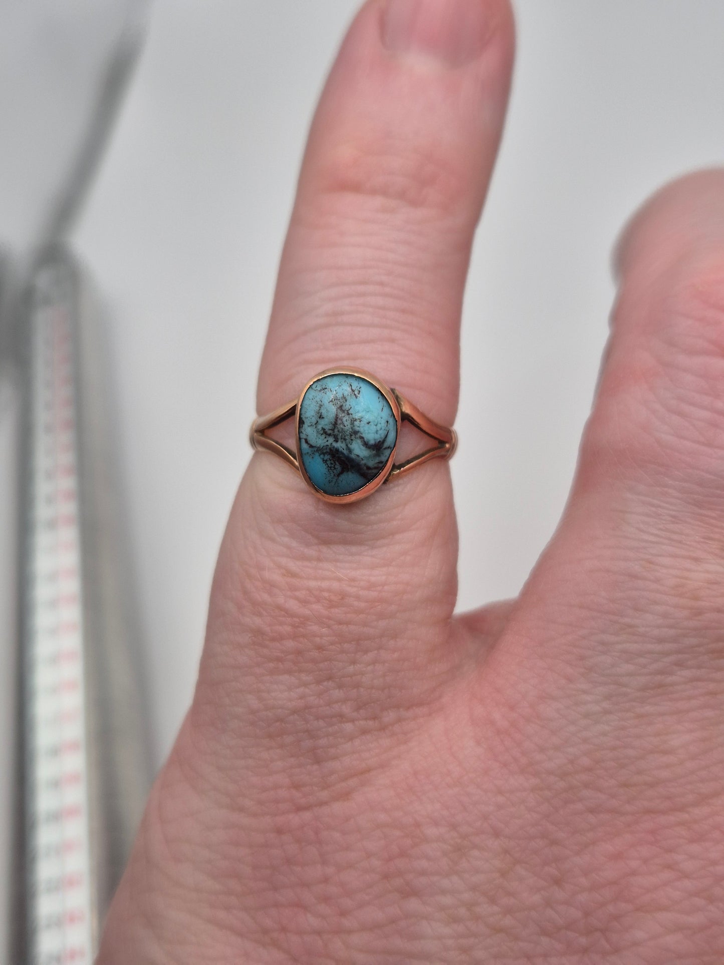 9ct rose gold turquoise ring