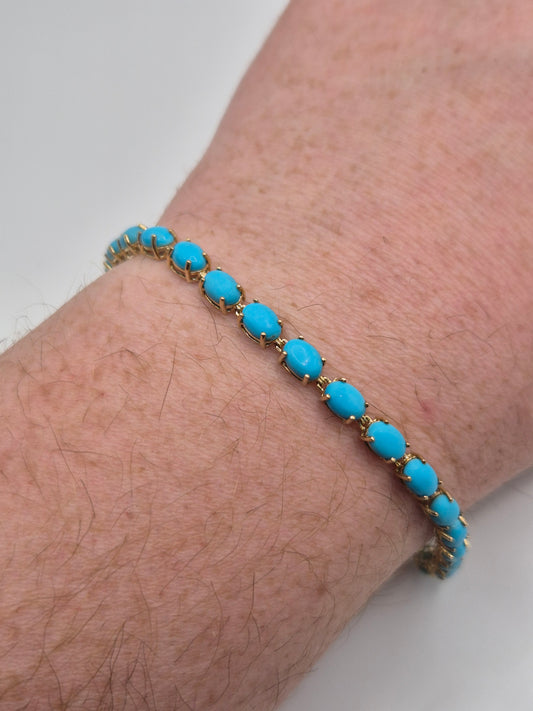 9ct gold turquoise bracelet