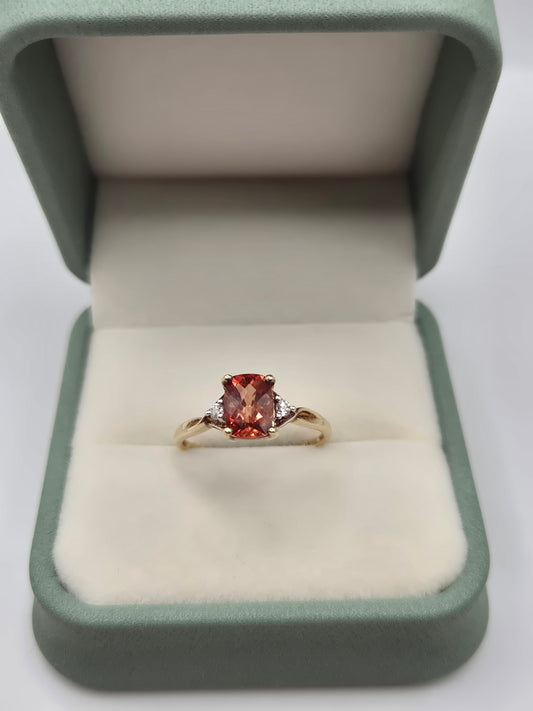 9ct gold imperial topaz and diamond ring