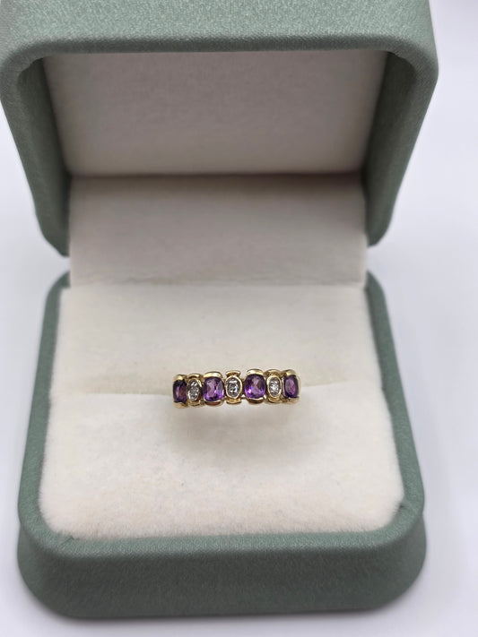 9ct gold amethyst and diamond ring