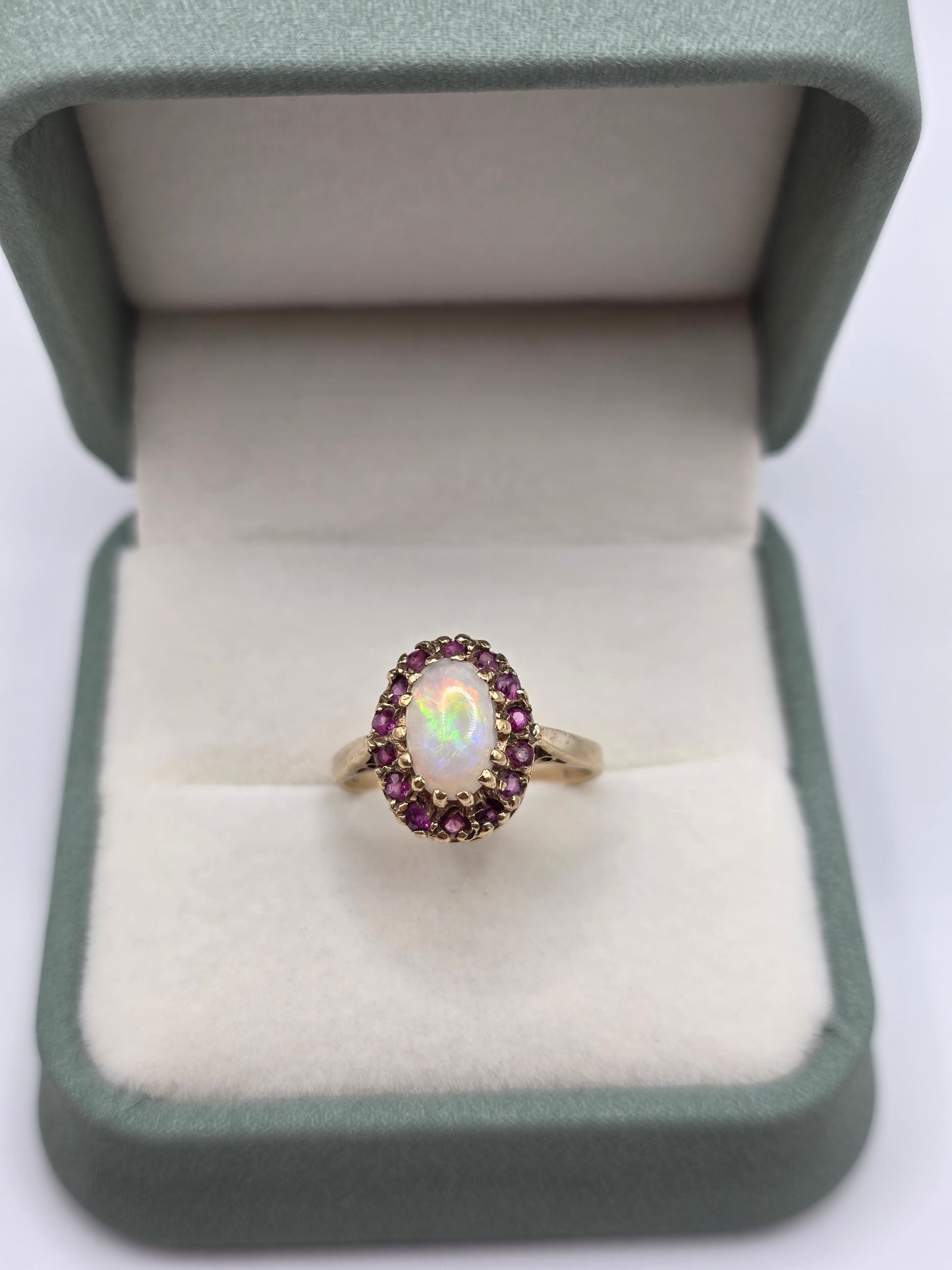 9ct gold opal and ruby ring