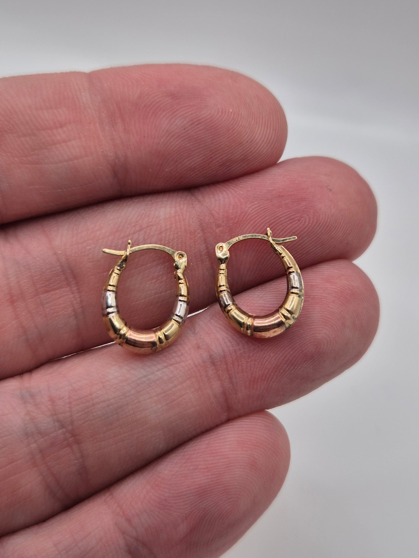 9ct tri gold creole earrings