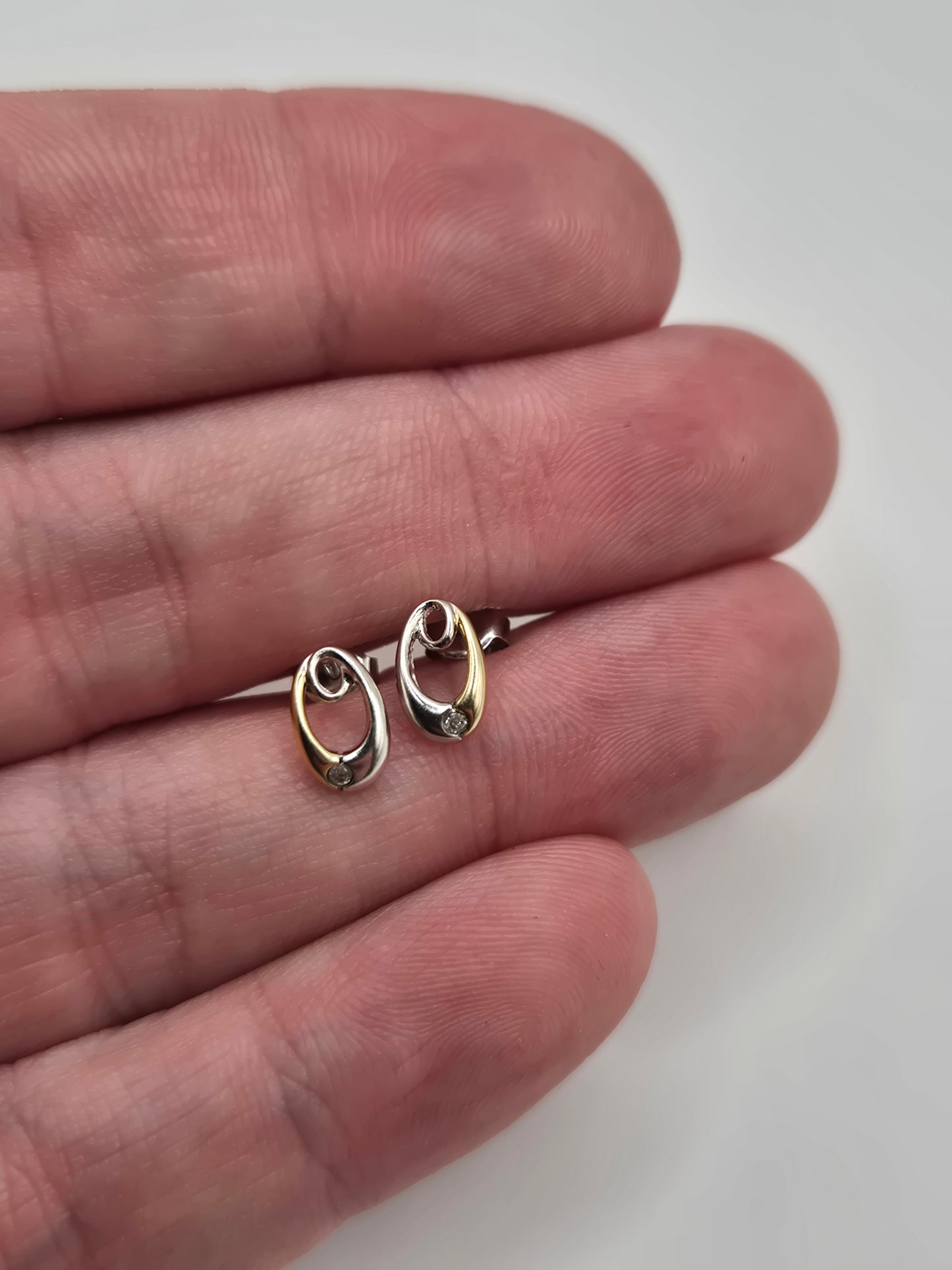 9ct two tone gold diamond earrings