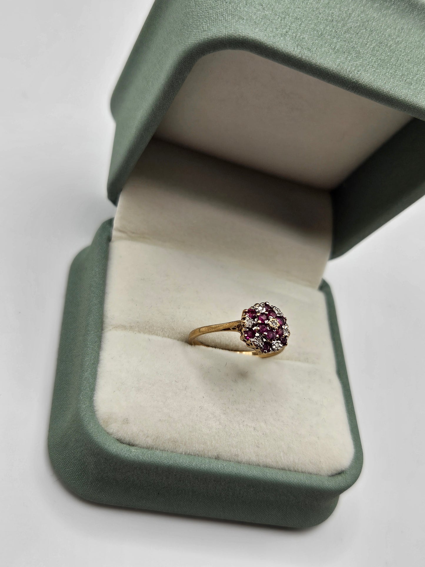 9ct gold ruby and diamond ring