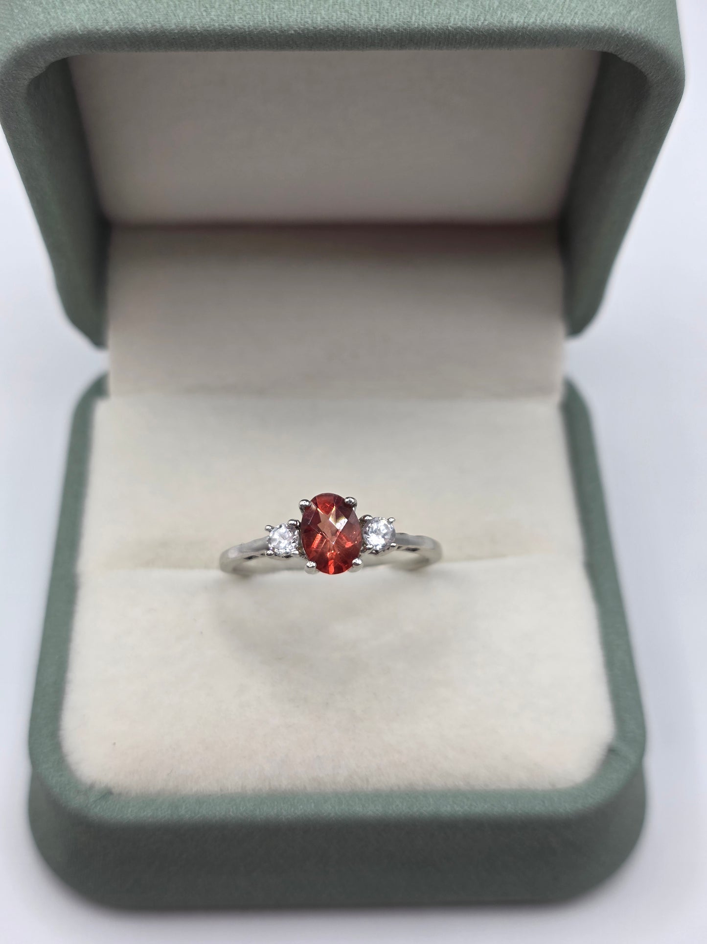 9ct white gold topaz and cz ring