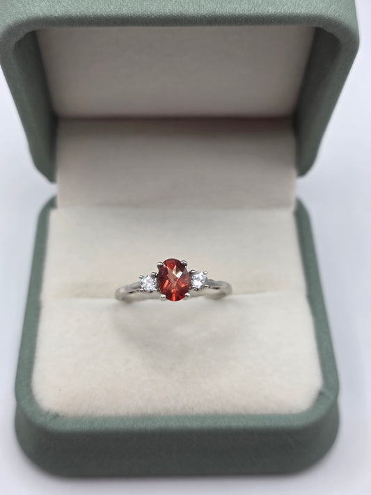 9ct white gold topaz and cz ring