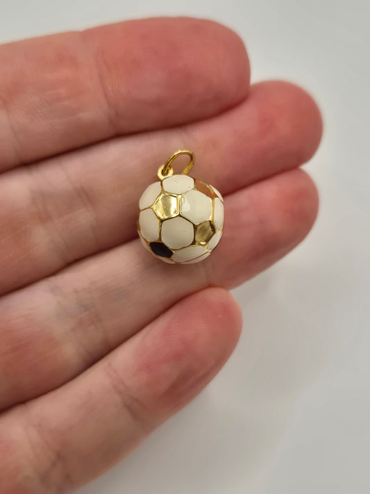 9ct gold enamelled football charm