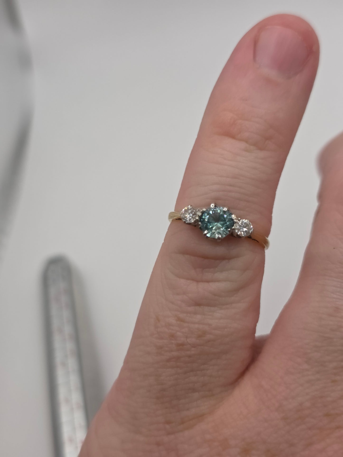 18ct gold and platinum topaz and diamond ring