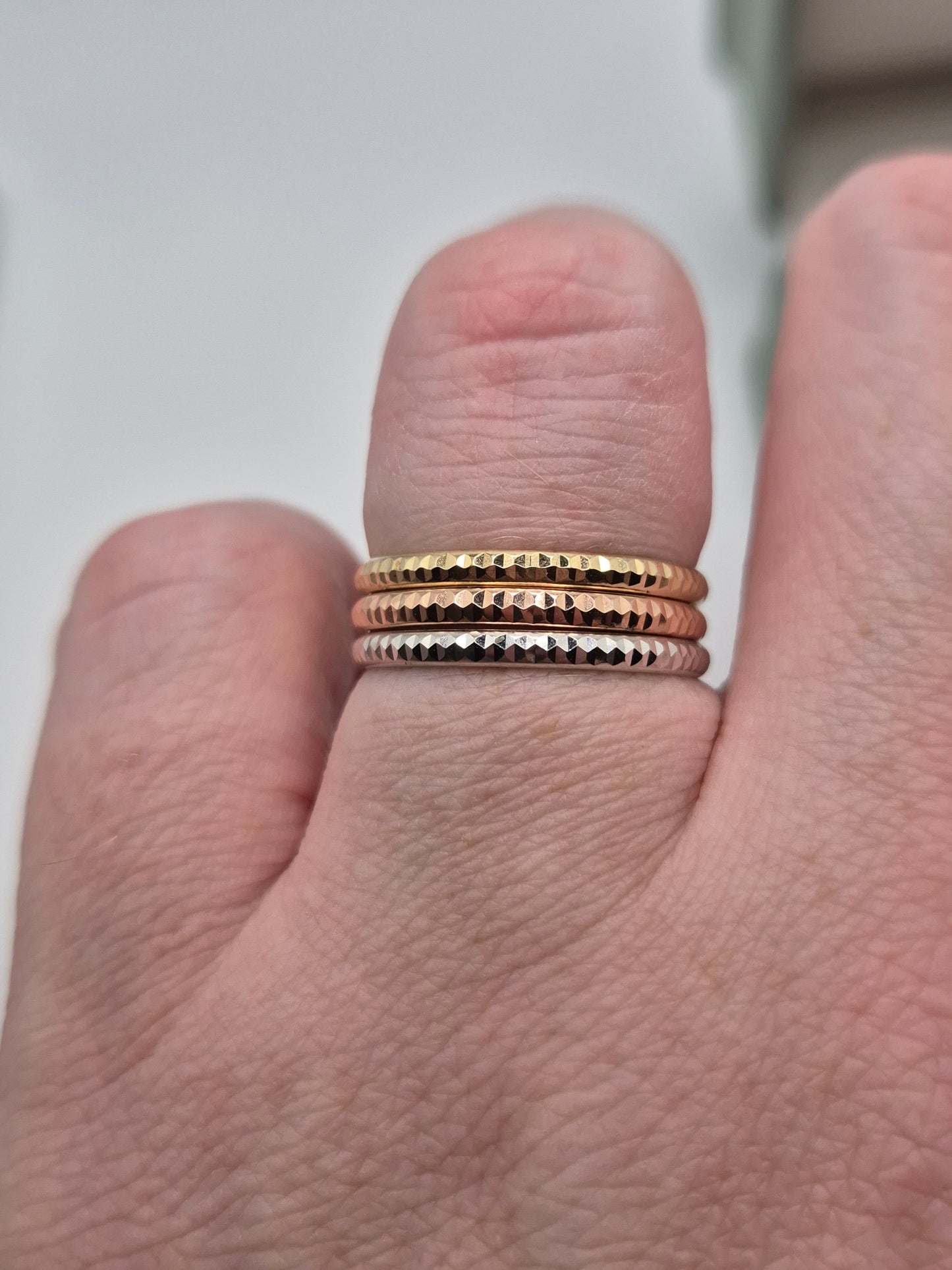 9ct tri gold stacking ring