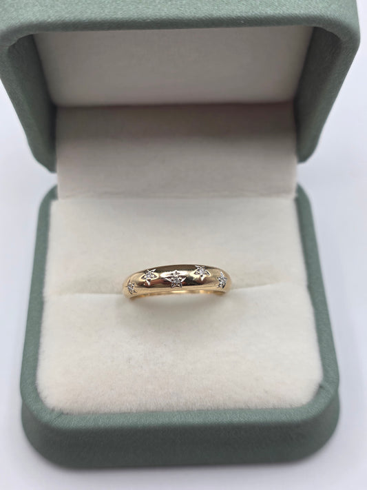 9ct gold diamond star ring