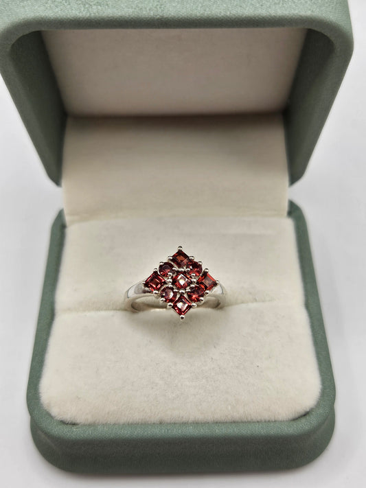 Silver garnet ring