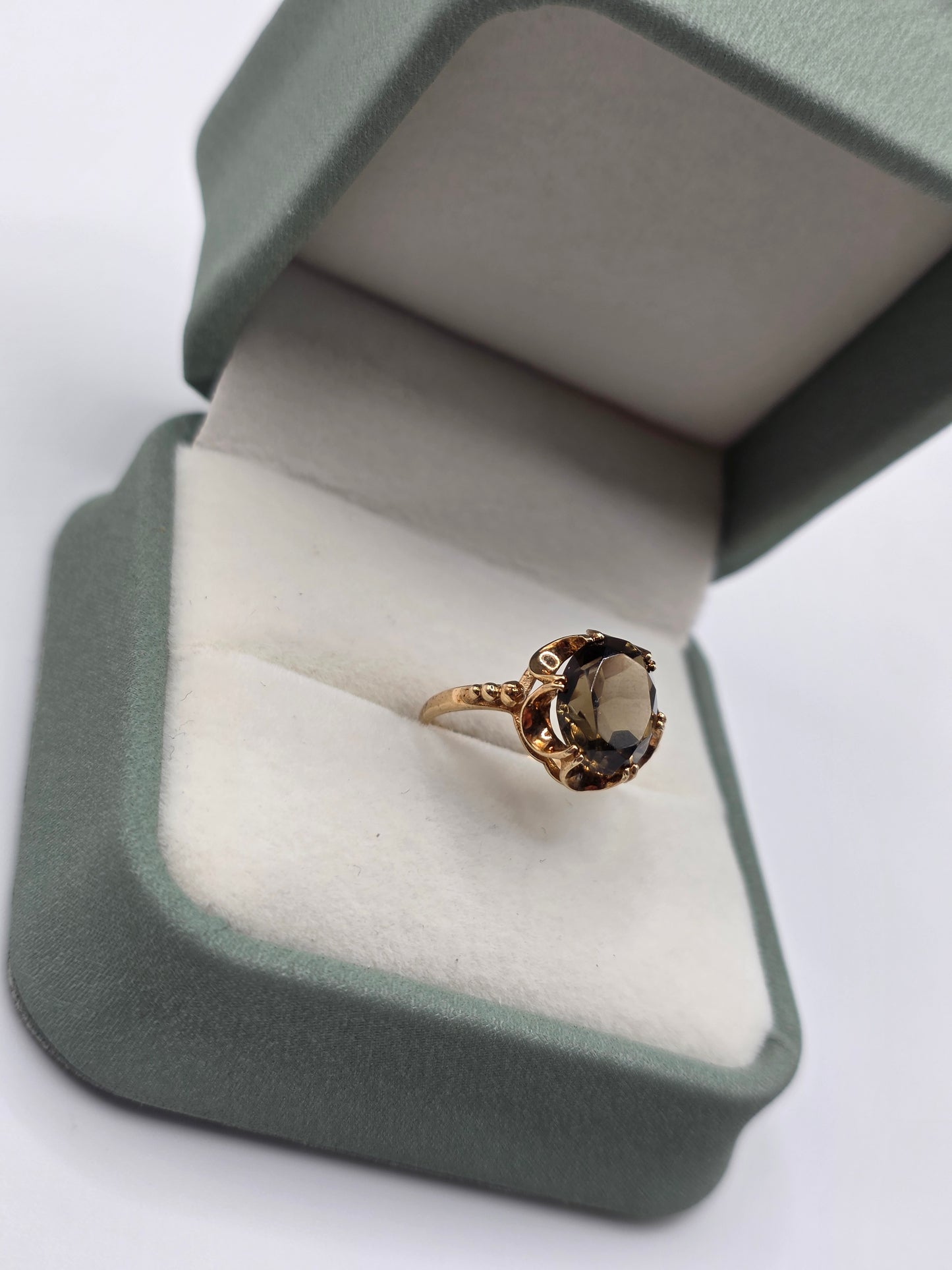 9ct rose gold smokey quartz ring