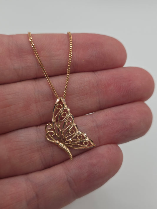 9ct rose gold butterfly necklace