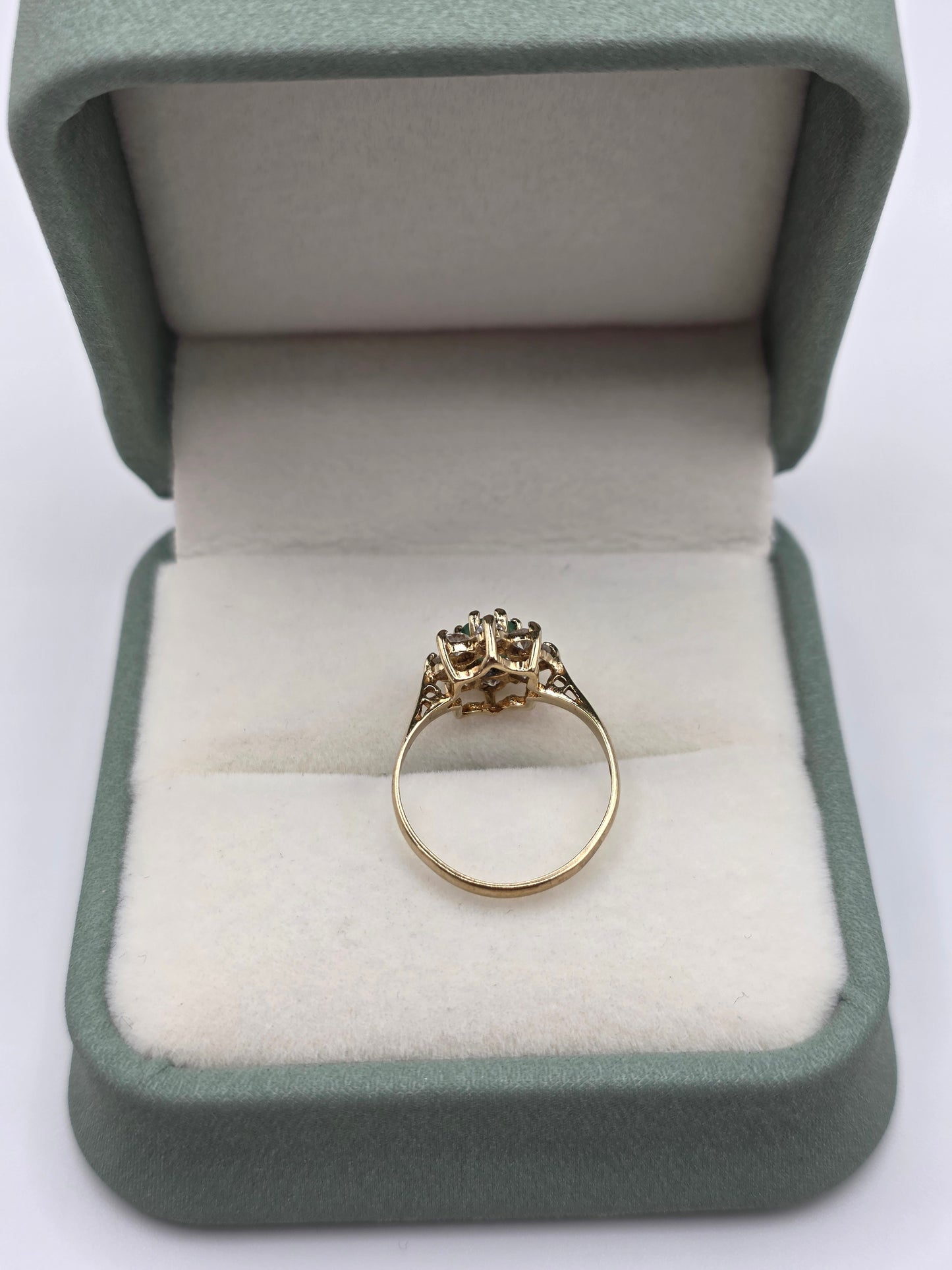 9ct gold emerald and cz ring