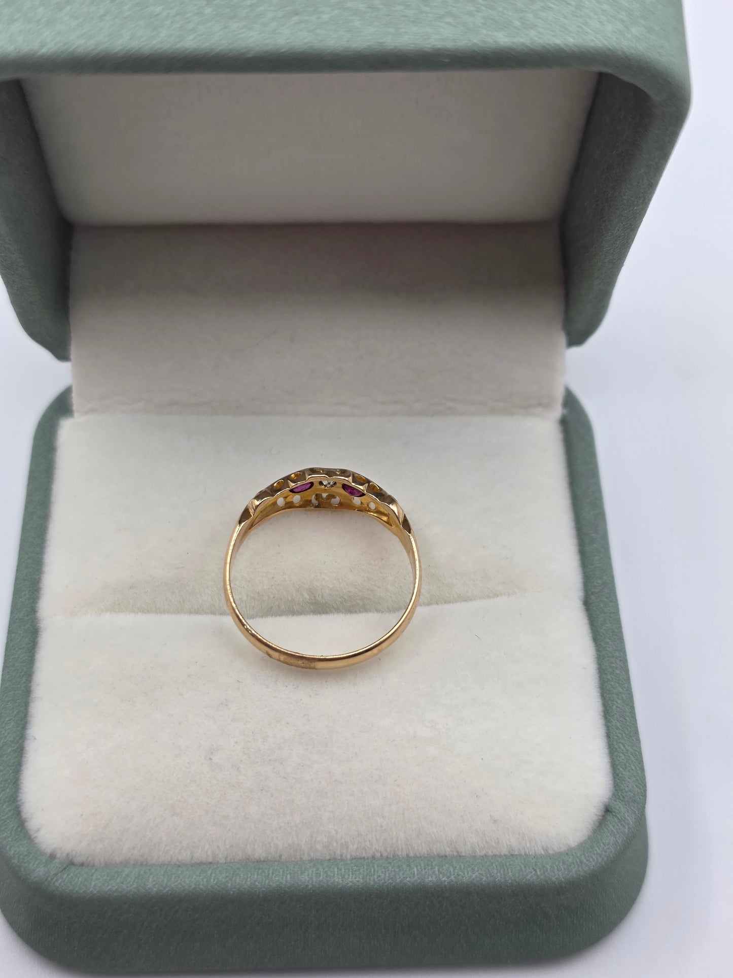 18ct gold ruby and diamond gypsy ring