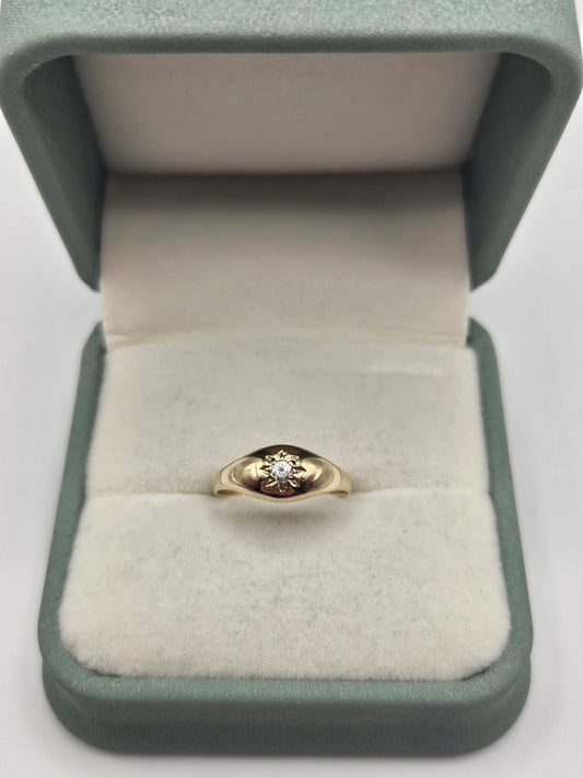 9ct gold cz gypsy ring