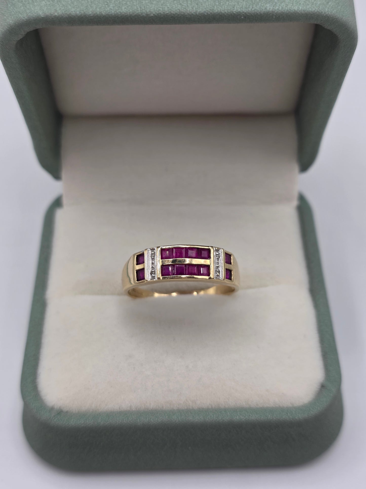 9ct gold ruby and diamond ring