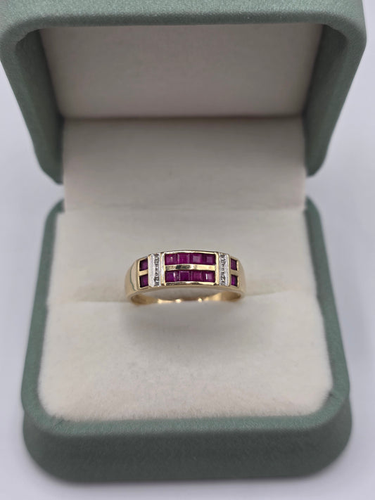 9ct gold ruby and diamond ring