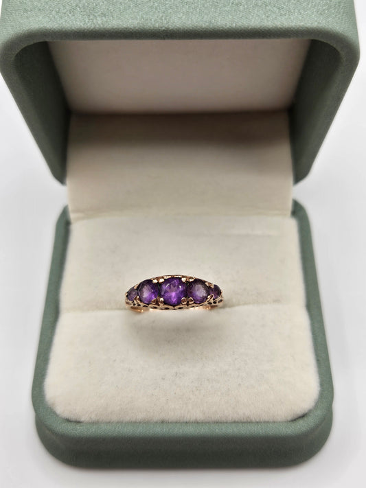 9ct rose gold amethyst ring