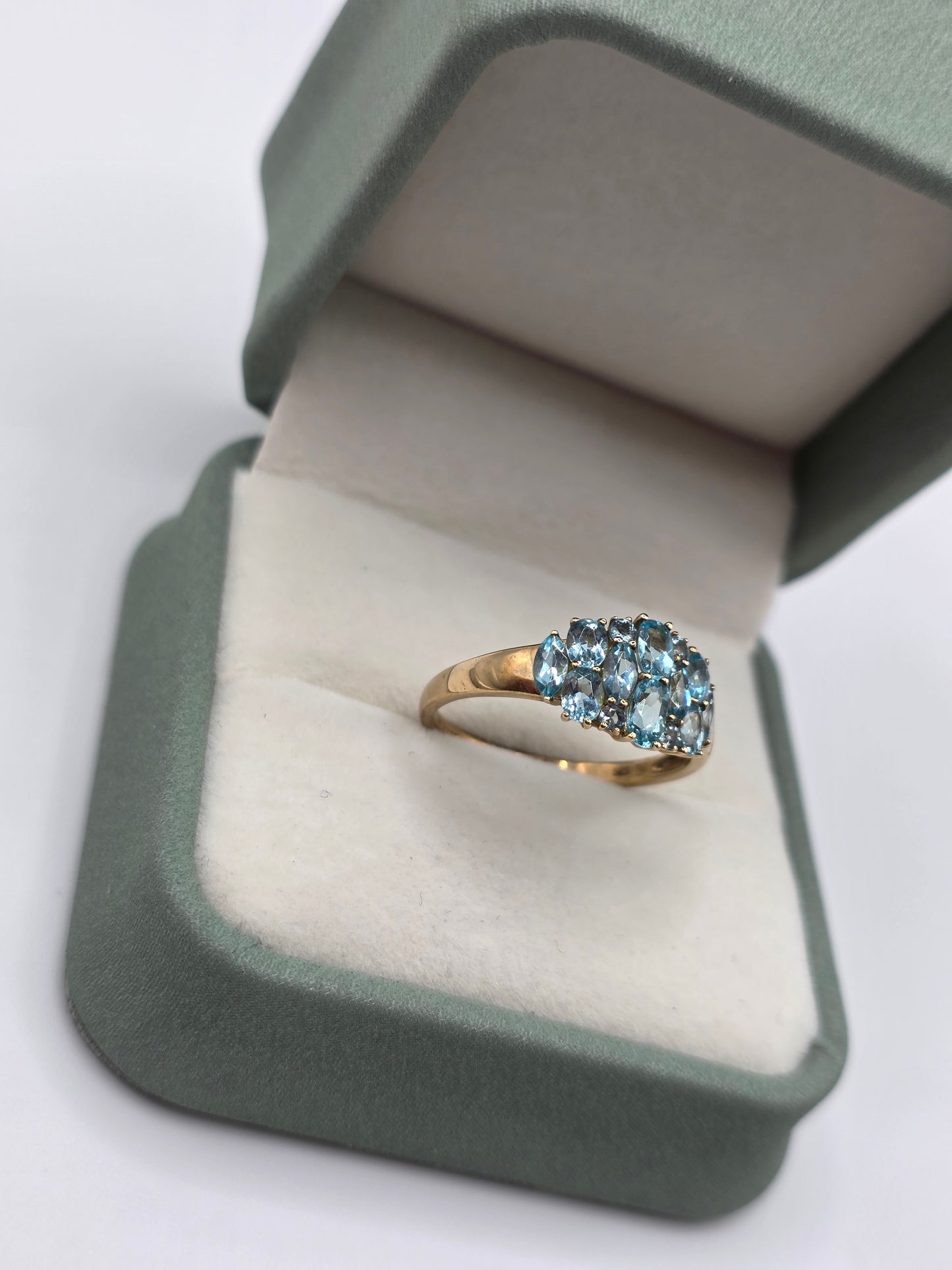 9ct gold blue gemstone ring