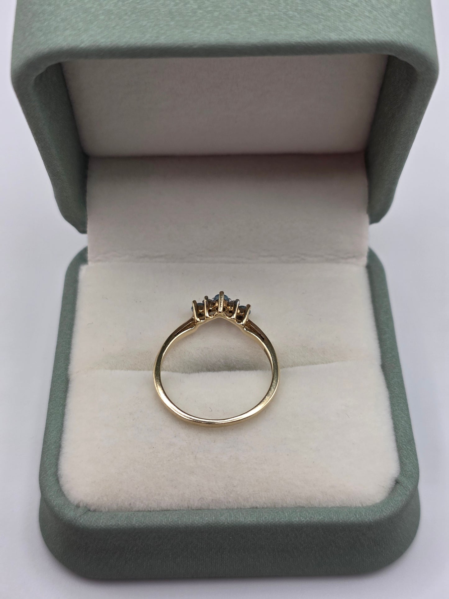 9ct gold topaz and diamond wishbone ring