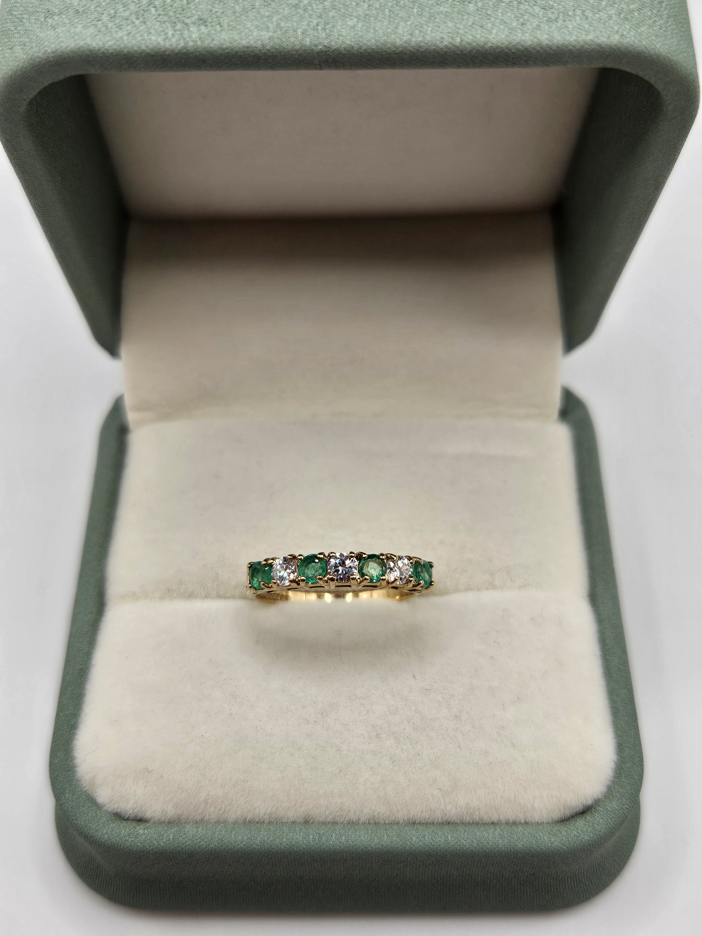 9ct gold emerald and cz ring