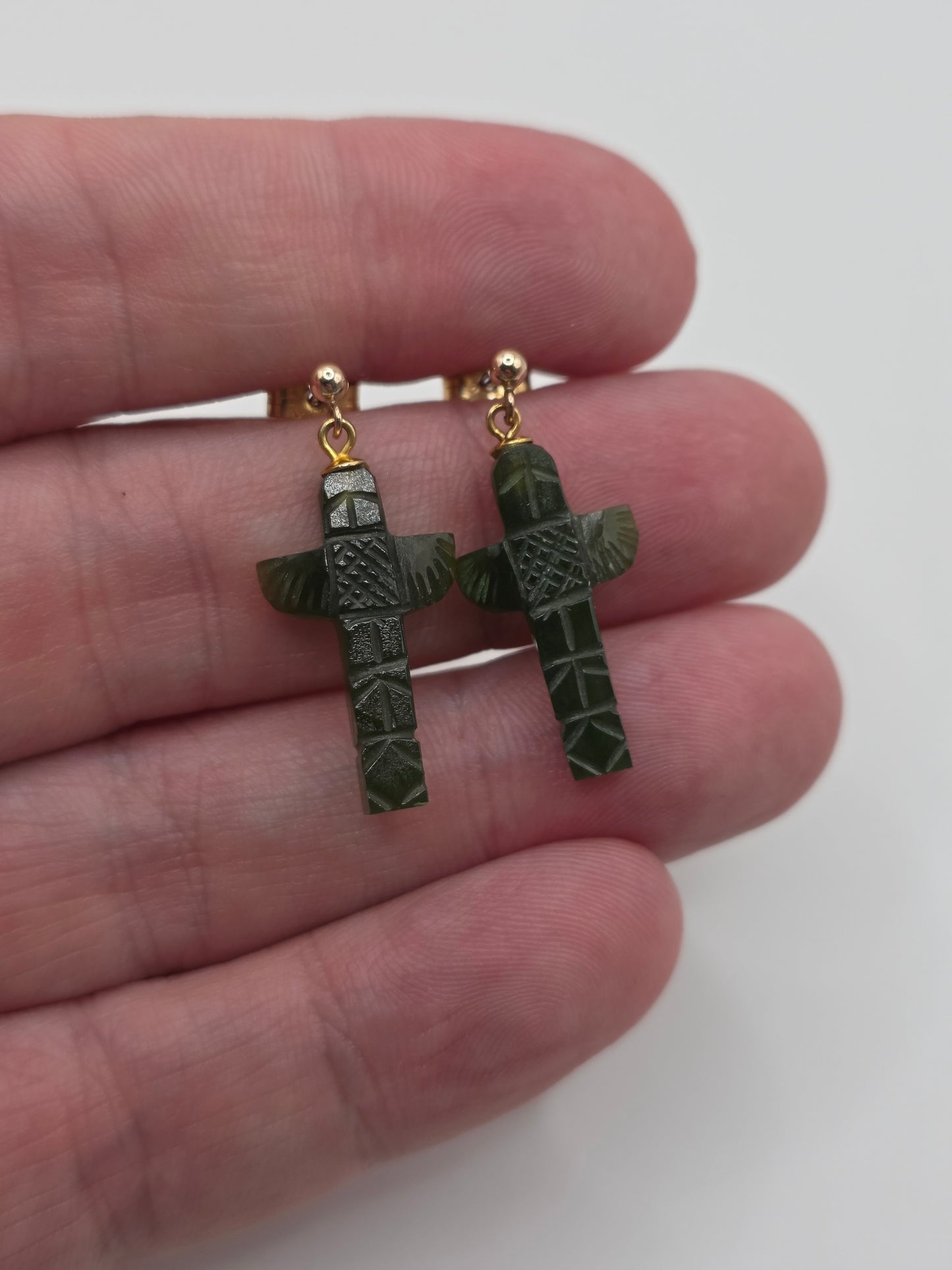 9ct gold jade earrings