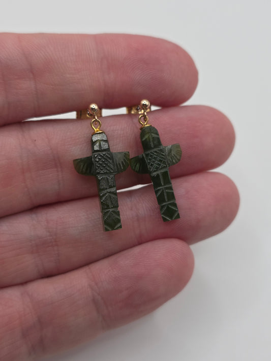 9ct gold jade earrings