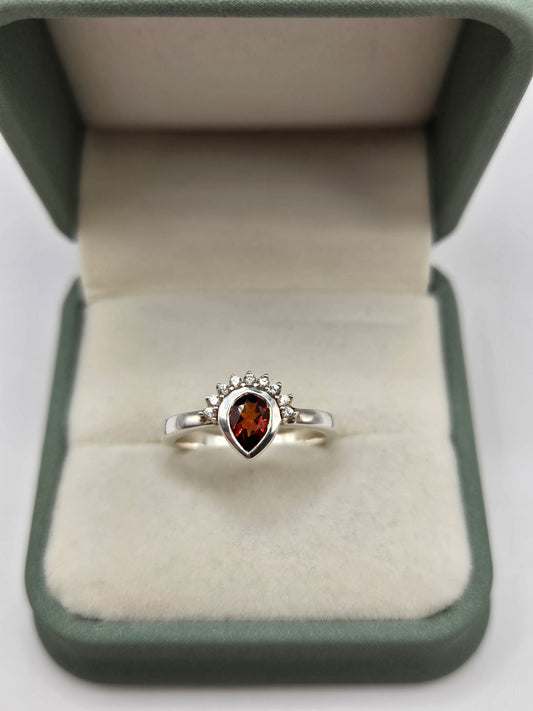 Silver garnet ring