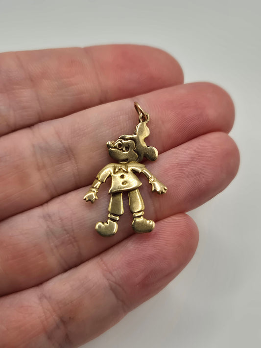 9ct gold articulated character pendant