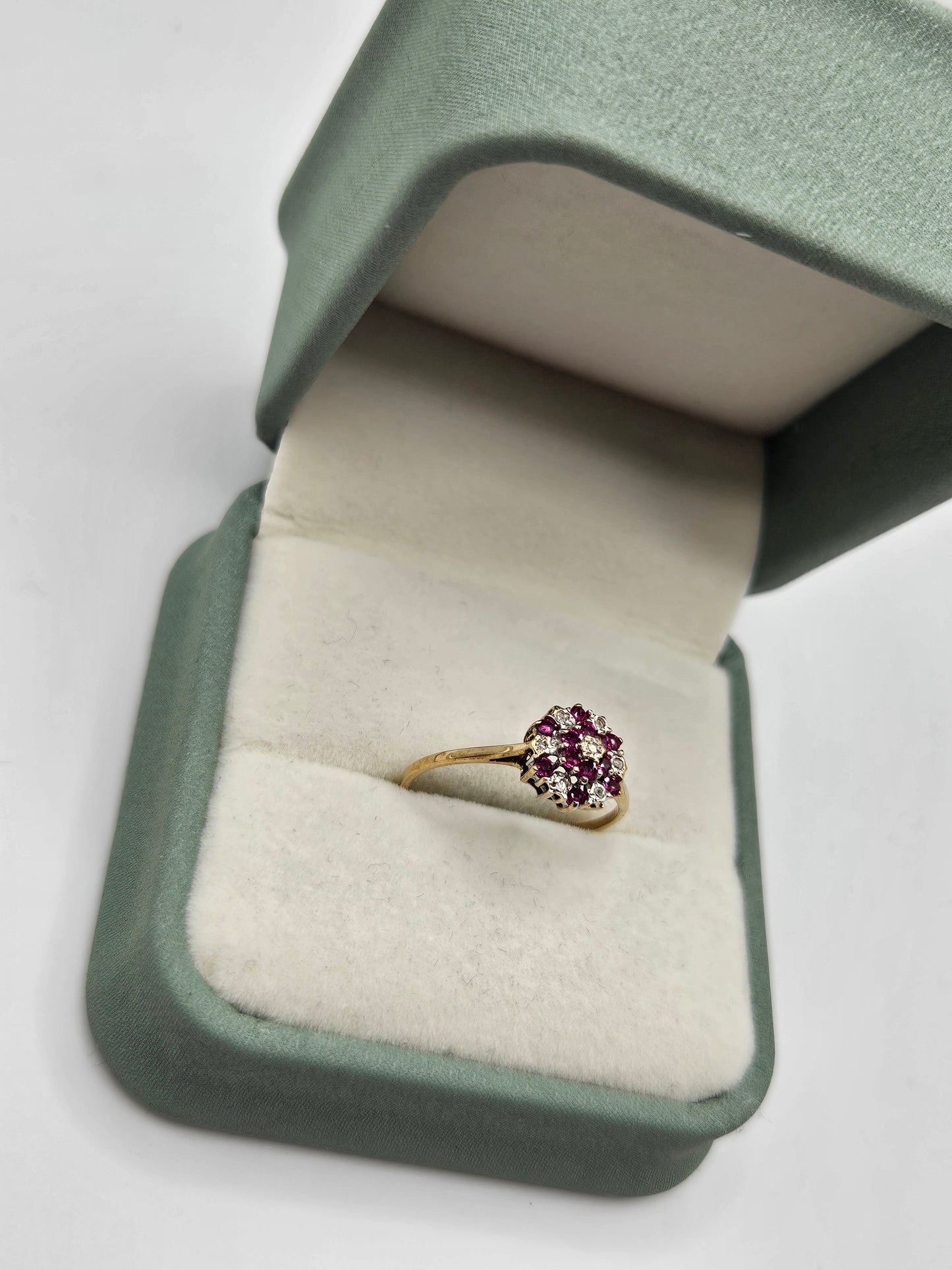 9ct gold ruby and diamond ring