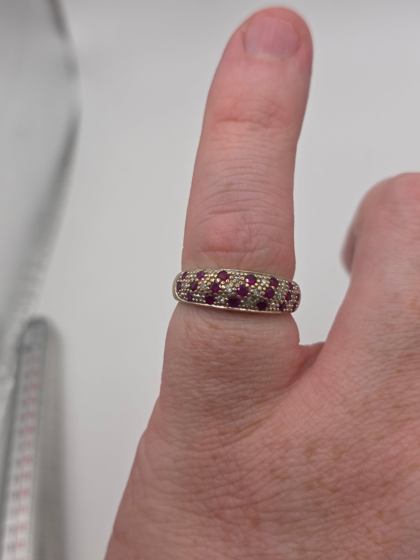 9ct gold ruby and diamond ring