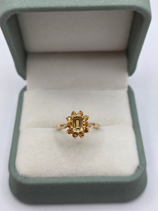 9ct gold citrine cluster ring