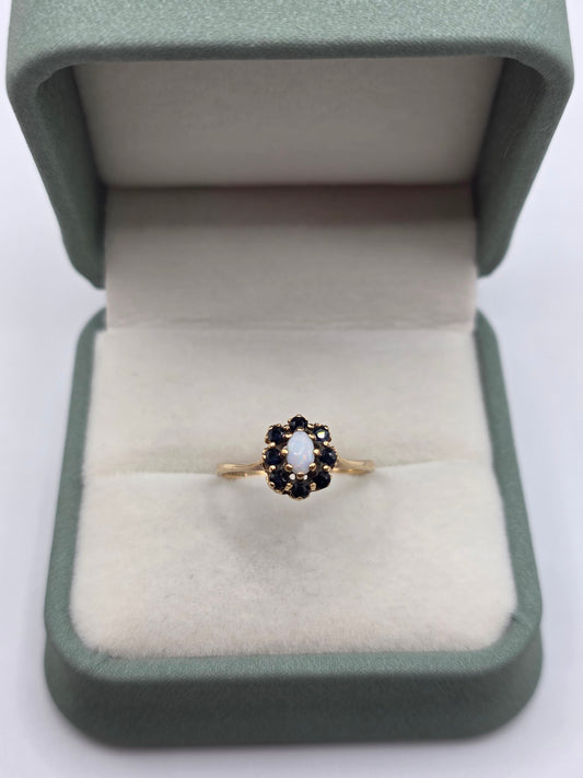 9ct gold opal and sapphire ring