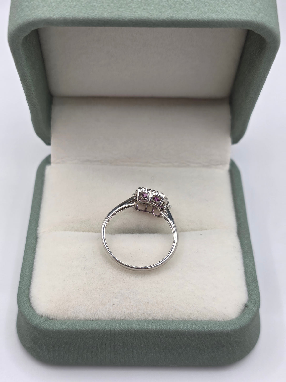 9ct white gold pink sapphire and diamond butterfly ring