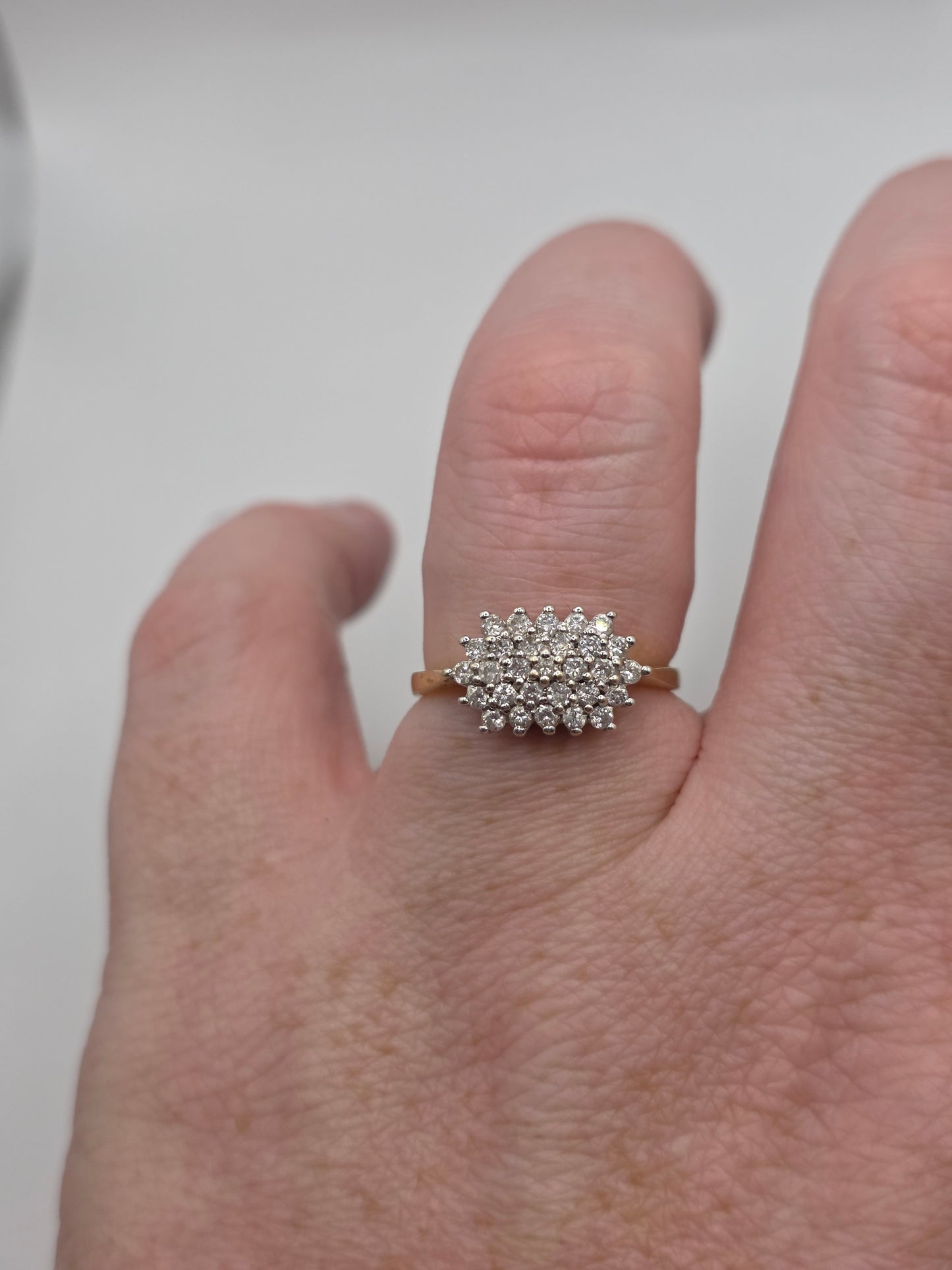 18ct gold 50 point diamond cluster ring