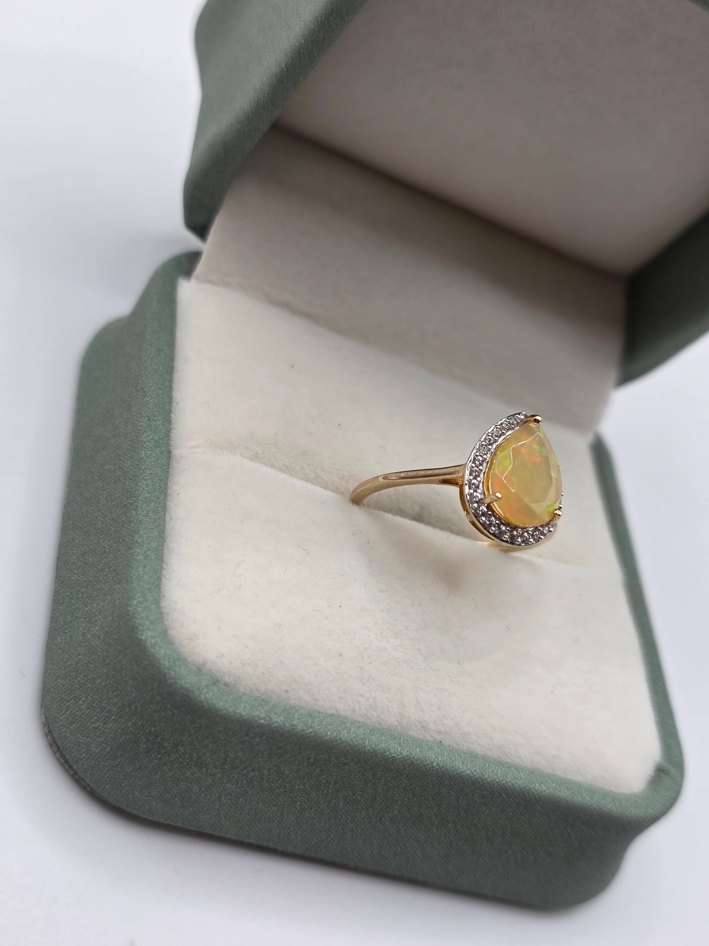 9ct gold opal and white zircon ring