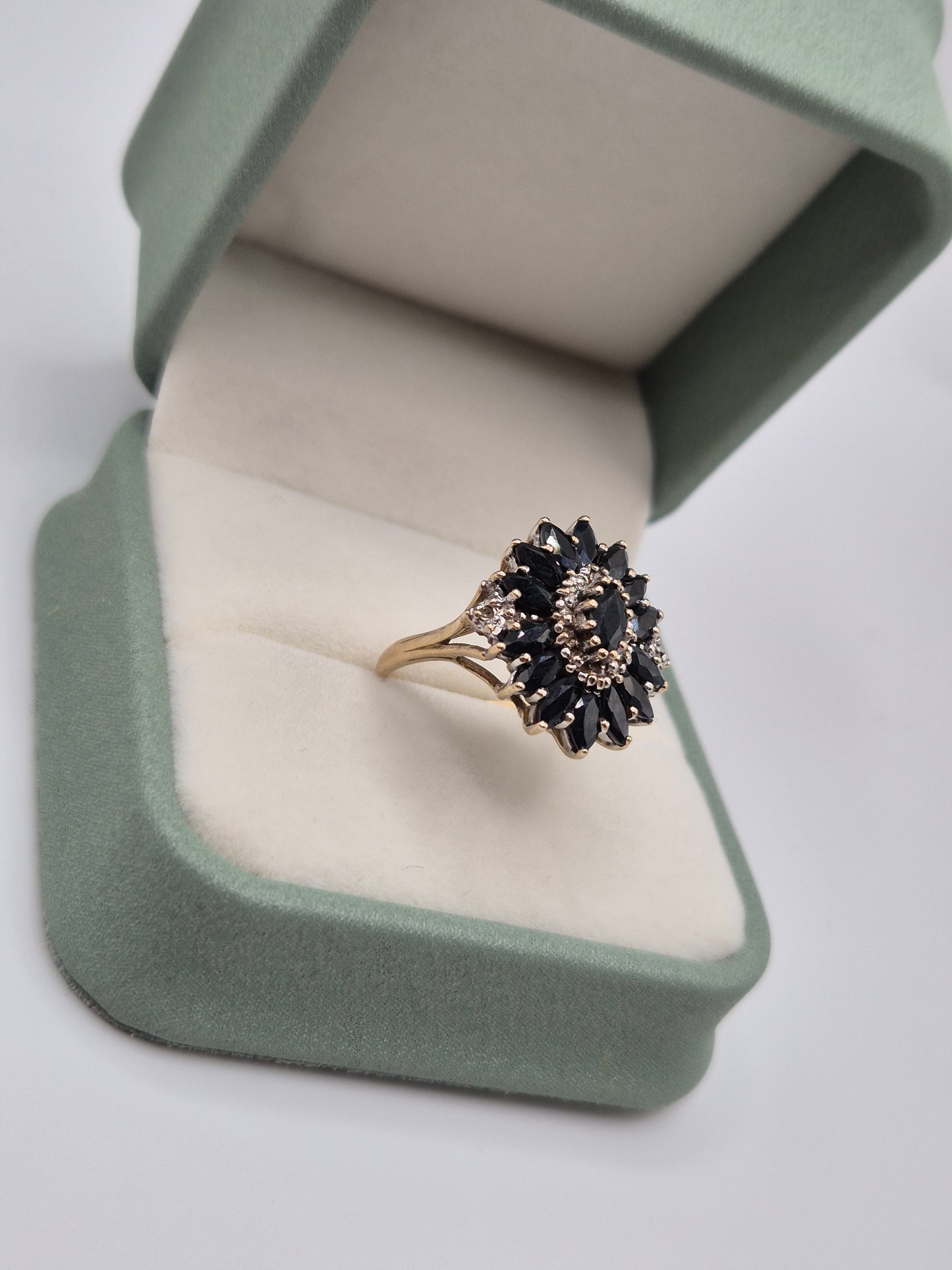 9ct gold sapphire and diamond ring