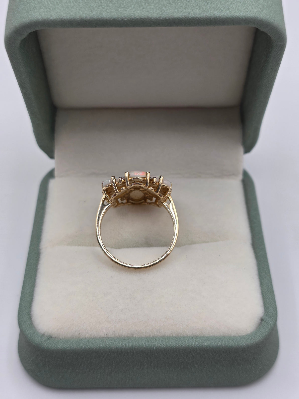 9ct gold opal and white zircon ring