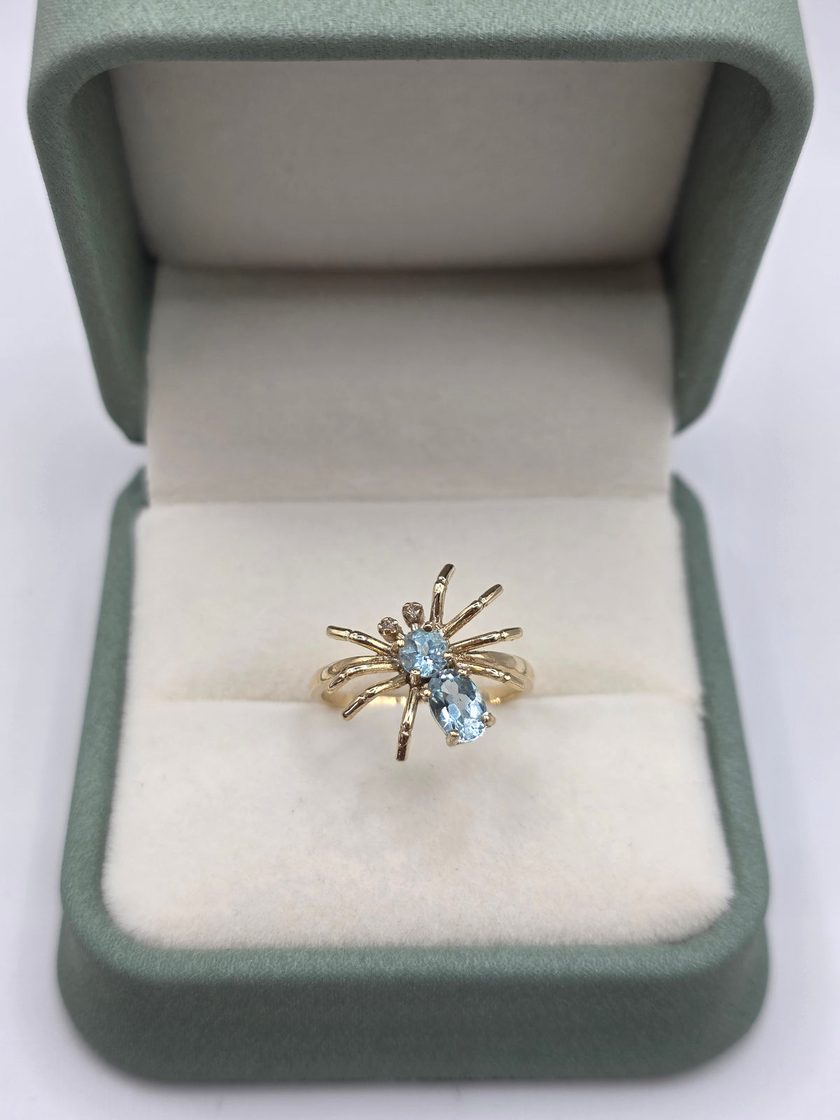9ct gold topaz and diamond spider ring
