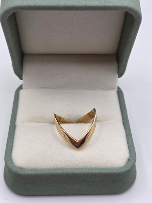 9ct gold double wishbone ring
